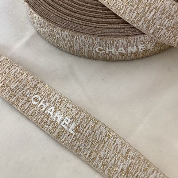 Authentic Chanel Gold Metallic Ribbon By The Yard 3/4” wide - Picture 4 of 5
